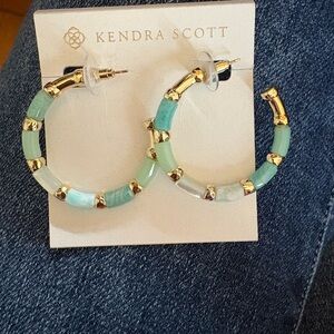 Kendra Scott Gold and Mint Hoop Earrings